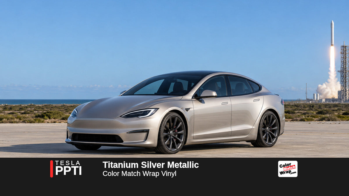 Tesla PPTI Titanium Silver Metallic Color Match Wrap Vinyl ...