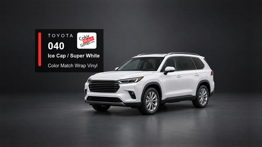 Illustrative Highlander-inspired SUV in Toyota 040 Ice Cap / Super White with Color Match Wrap branding