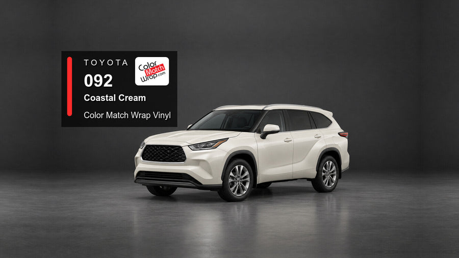Illustrative Highlander-inspired SUV in Toyota 092 Coastal Cream with Color Match Wrap branding