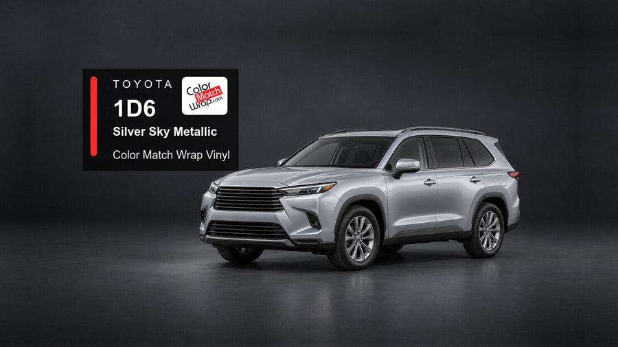 Illustrative Highlander-inspired SUV in Toyota 1D6 Silver Sky Metallic with Color Match Wrap branding