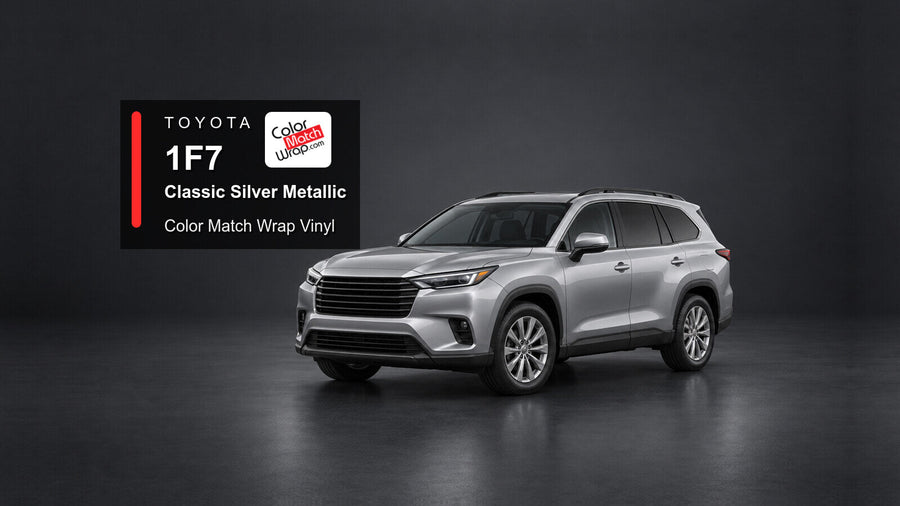 Illustrative Highlander-inspired SUV in Toyota 1F7 Classic Silver Metallic with Color Match Wrap branding