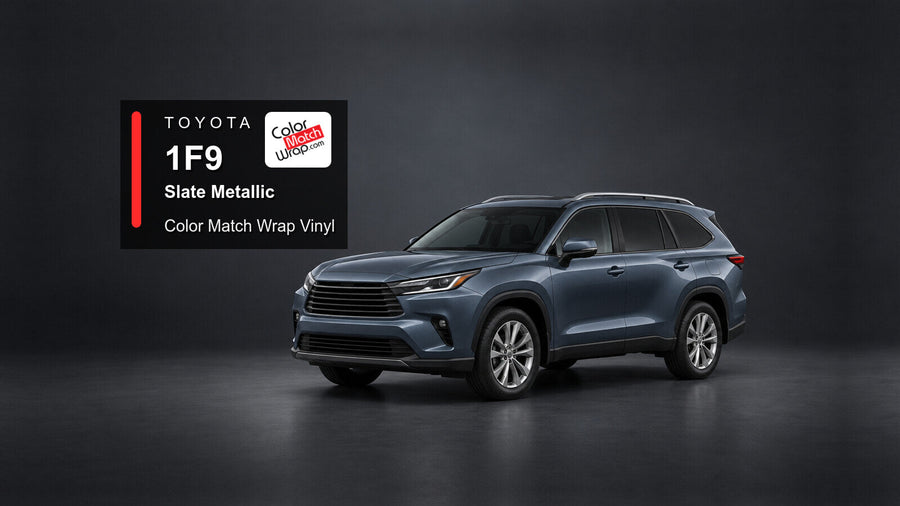 Illustrative Highlander-inspired SUV in Toyota 1F9 Slate Metallic with Color Match Wrap branding