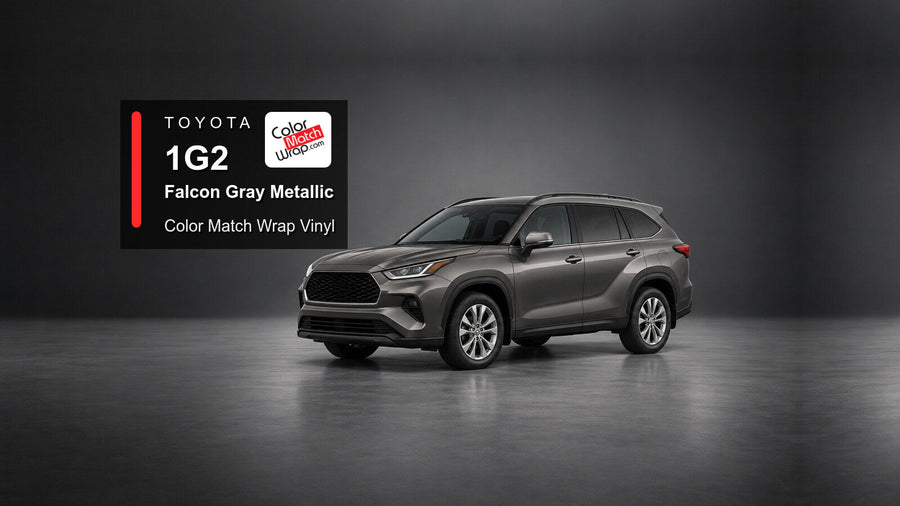 Illustrative Highlander-inspired SUV in Toyota 1G2 Falcon Gray Metallic with Color Match Wrap branding