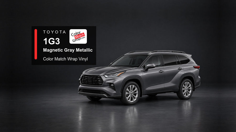 Illustrative Highlander-inspired SUV in Toyota 1G3 Magnetic Gray Metallic with Color Match Wrap branding