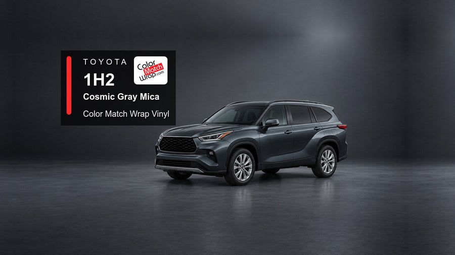 Illustrative Highlander-inspired SUV in Toyota 1H2 Cosmic Gray Mica with Color Match Wrap branding