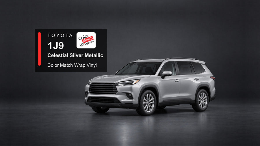 Illustrative Highlander-inspired SUV in Toyota 1J9 Celestial Silver Metallic with Color Match Wrap branding