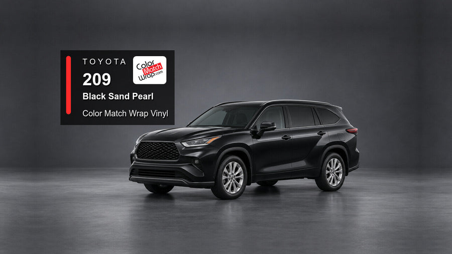 Illustrative Highlander-inspired SUV in Toyota 209 Black Sand Pearl with Color Match Wrap branding
