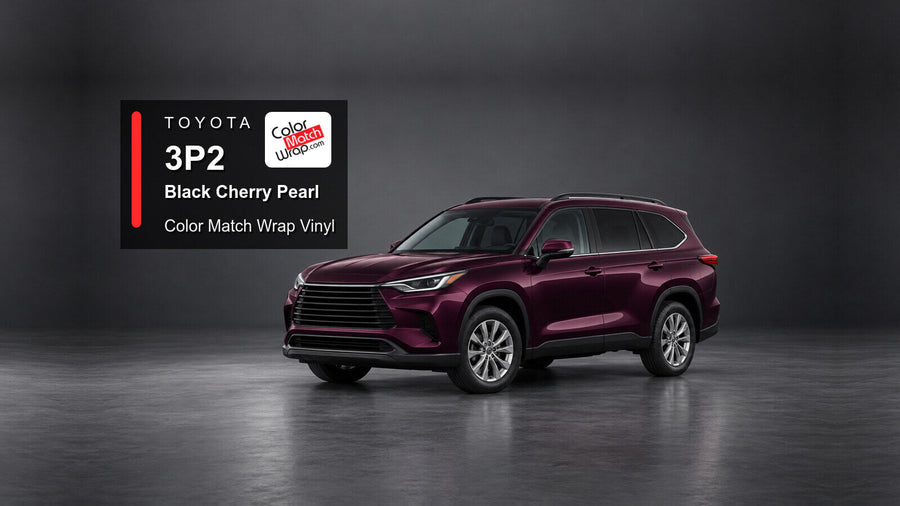 Illustrative Highlander-inspired SUV in Toyota 3P2 Black Cherry Pearl with Color Match Wrap branding