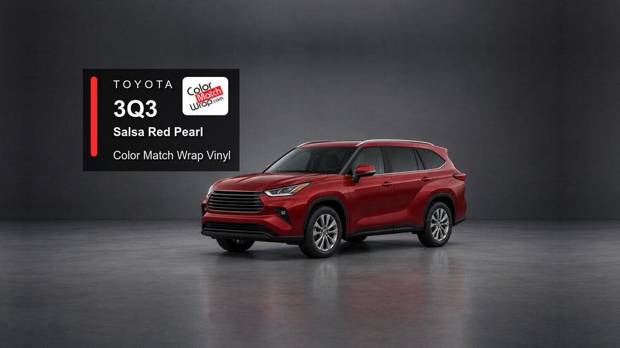 Illustrative Highlander-inspired SUV in Toyota 3Q3 Salsa Red Pearl with Color Match Wrap branding