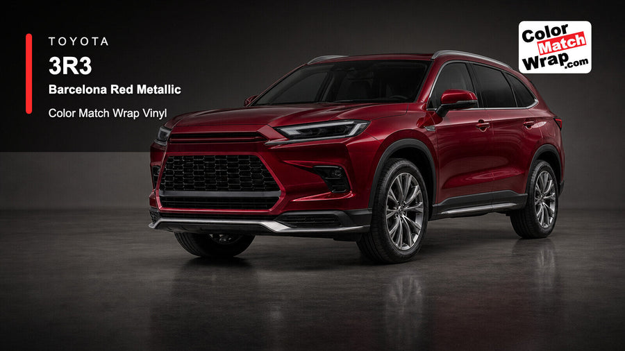 Toyota 3R3 Barcelona Red Metallic Color Match Wrap Vinyl generated SUV graphic