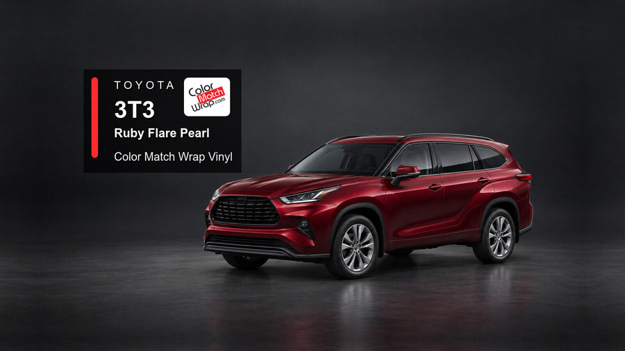 Illustrative Highlander-inspired SUV in Toyota 3T3 Ruby Flare Pearl with Color Match Wrap branding
