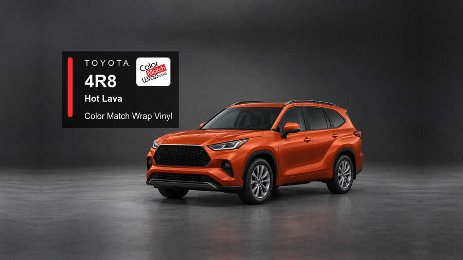 Illustrative Highlander-inspired SUV in Toyota 4R8 Hot Lava with Color Match Wrap branding