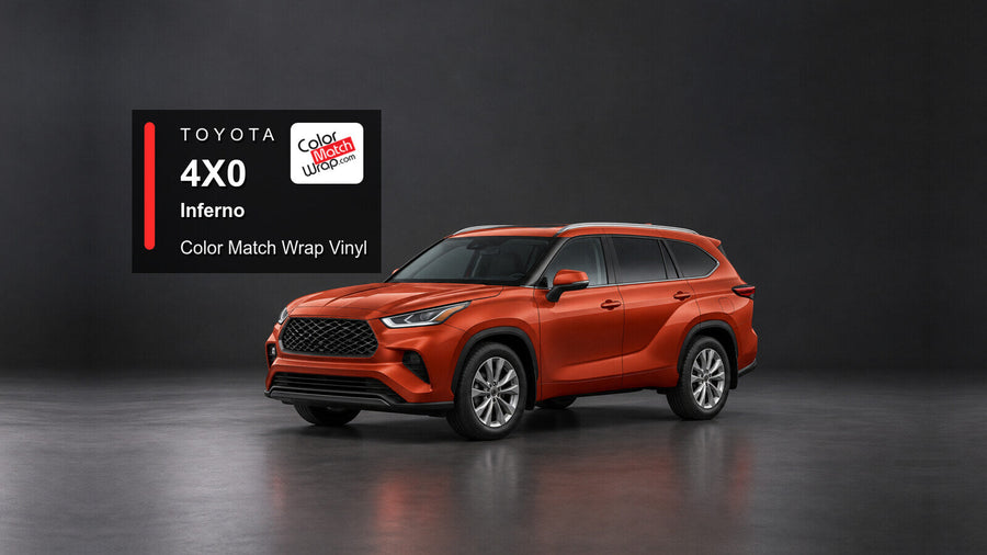 Illustrative Highlander-inspired SUV in Toyota 4X0 Inferno with Color Match Wrap branding