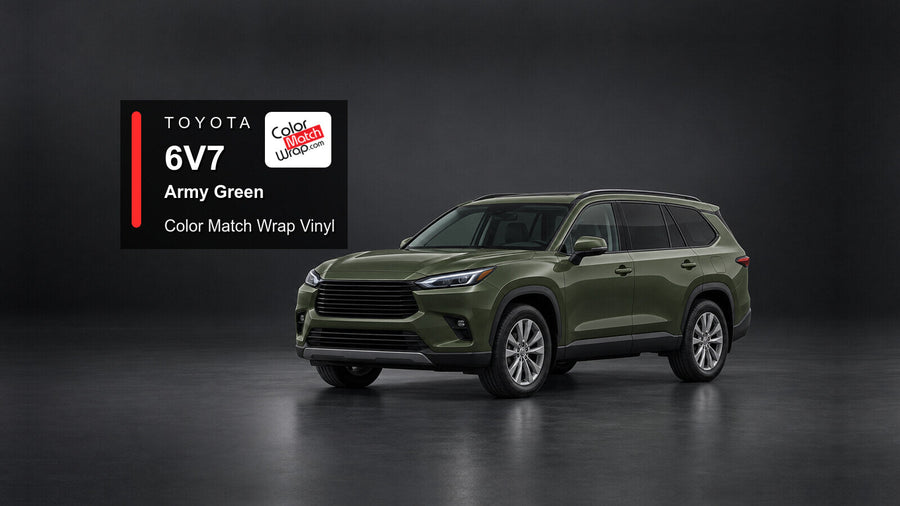 Illustrative Highlander-inspired SUV in Toyota 6V7 Army Green with Color Match Wrap branding