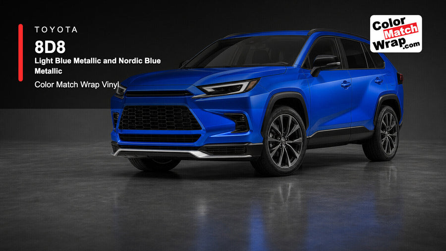 Toyota 8D8 Light Blue Metallic and Nordic Blue Metallic Color Match Wrap Vinyl generated SUV graphic