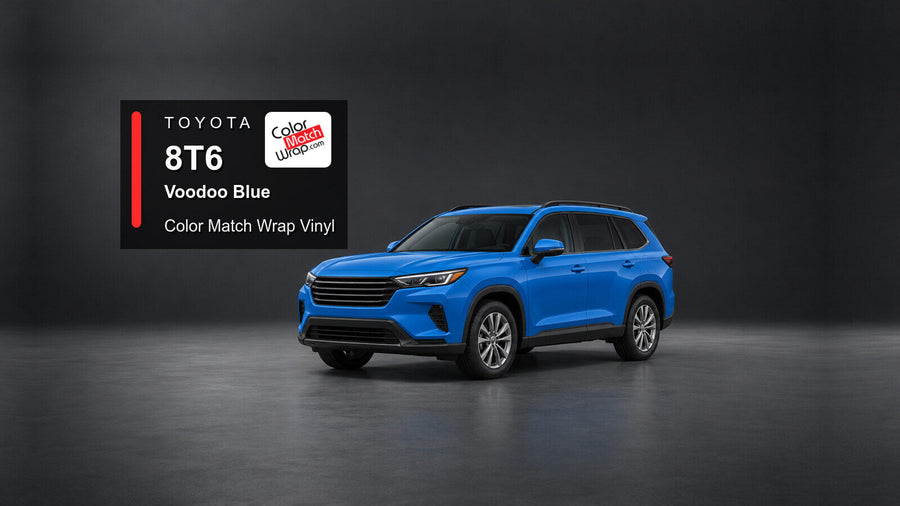 Illustrative Highlander-inspired SUV in Toyota 8T6 Voodoo Blue with Color Match Wrap branding