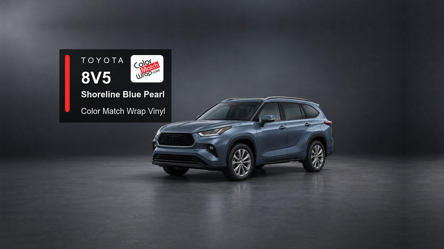 Illustrative Highlander-inspired SUV in Toyota 8V5 Shoreline Blue Pearl with Color Match Wrap branding