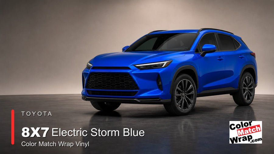 Toyota 8X7 Electric Storm Blue Color Match Wrap Vinyl generated SUV graphic