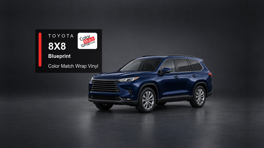 Illustrative Highlander-inspired SUV in Toyota 8X8 Blueprint with Color Match Wrap branding