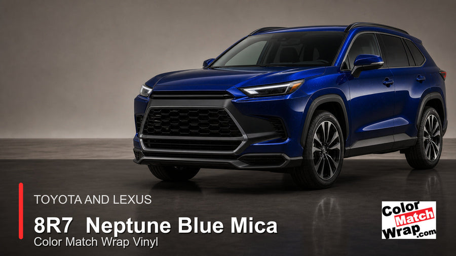Toyota and Lexus 8R7 Neptune Blue Mica Color Match Wrap Vinyl generated SUV graphic