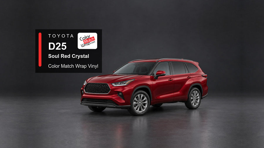 Illustrative Highlander-inspired SUV in Toyota D25 Soul Red Crystal with Color Match Wrap branding