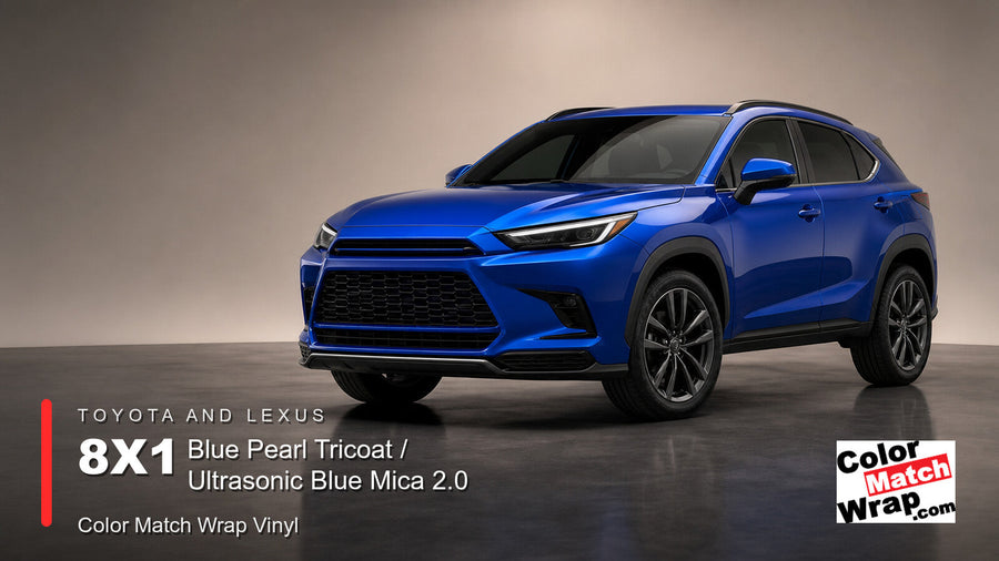 Toyota and Lexus 8X1 Blue Pearl Tricoat / Ultrasonic Blue Mica 2.0 Color Match Wrap Vinyl generated SUV graphic