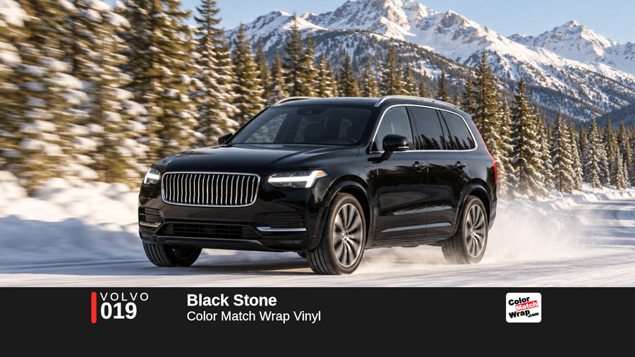 Illustrative XC90-inspired SUV in Volvo 019 Black Stone with Color Match Wrap branding