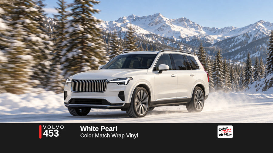 Illustrative XC90-inspired SUV in Volvo 453 White Pearl with Color Match Wrap branding