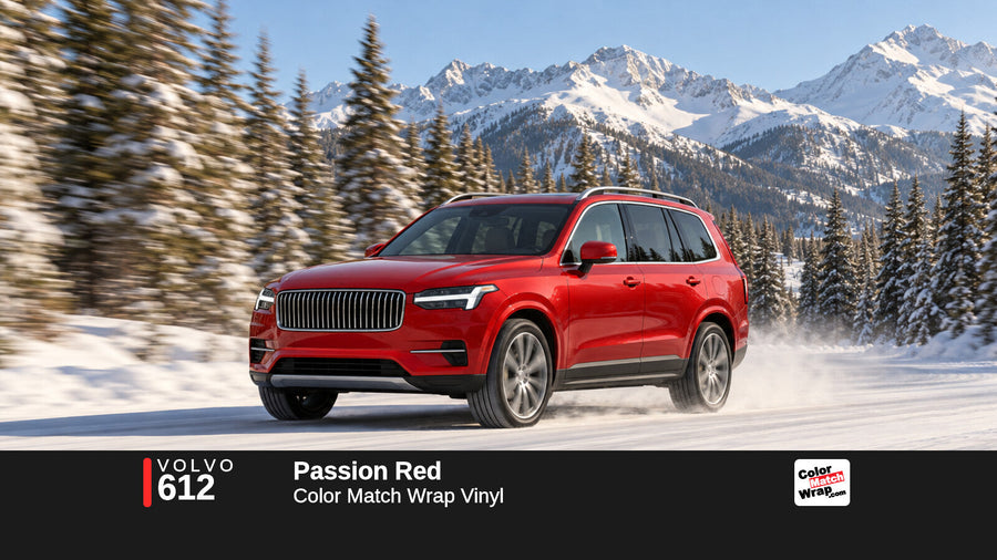 Illustrative XC90-inspired SUV in Volvo 612 Passion Red with Color Match Wrap branding