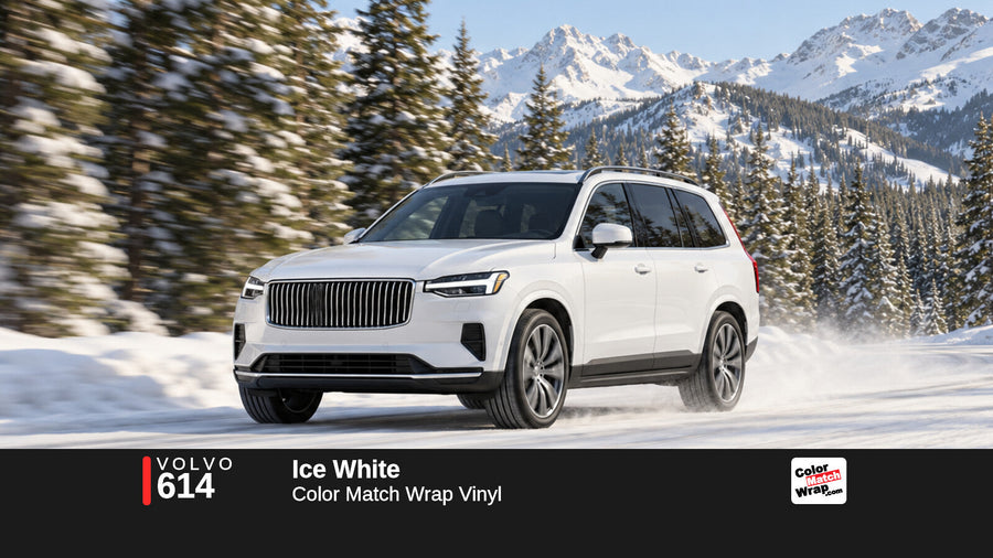 Illustrative XC90-inspired SUV in Volvo 614 Ice White with Color Match Wrap branding