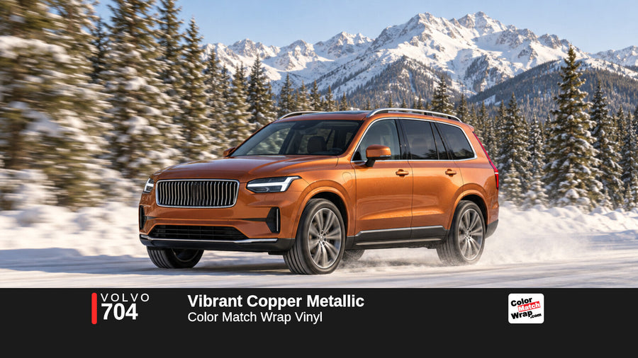 Illustrative XC90-inspired SUV in Volvo 704 Vibrant Copper Metallic with Color Match Wrap branding