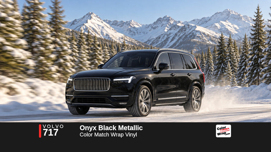 Illustrative XC90-inspired SUV in Volvo 717 Onyx Black Metallic with Color Match Wrap branding